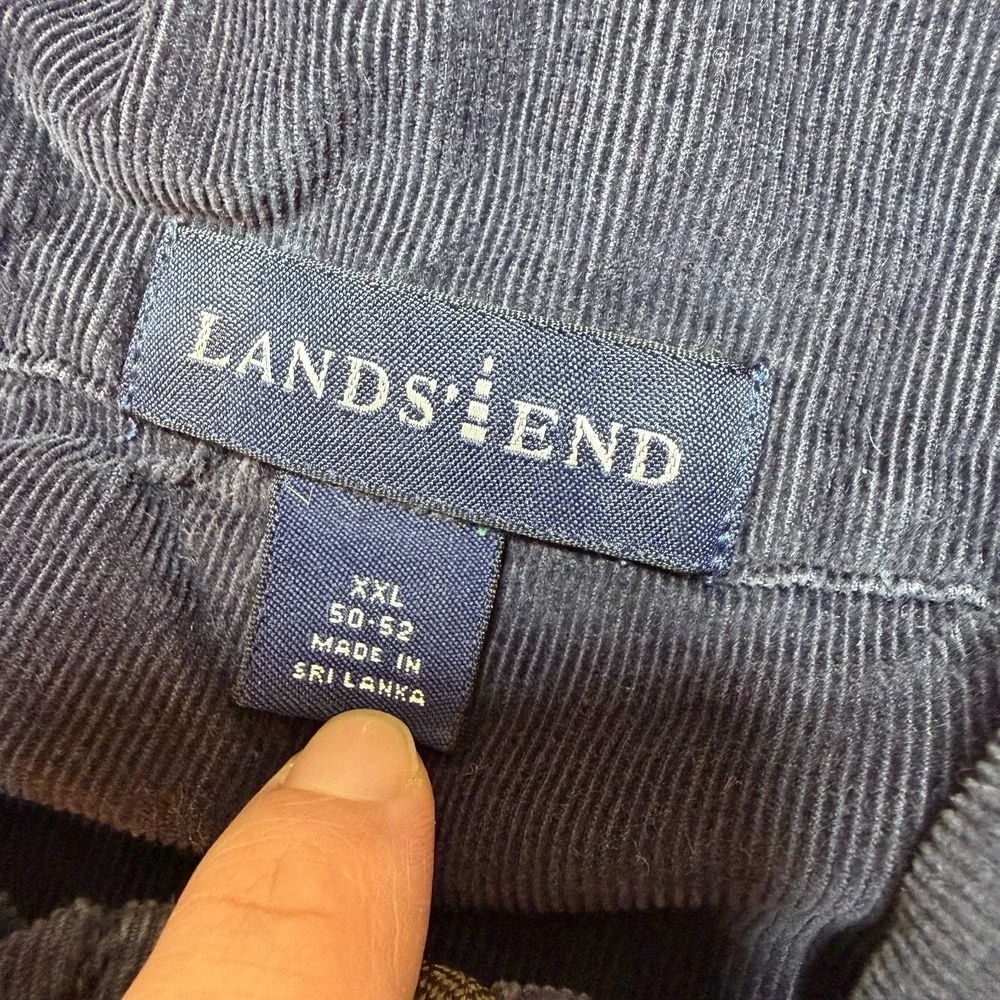Land's End Sweater Mens XXL Quarter Zip Pullover Elbow Patch Gray‎ Cotton